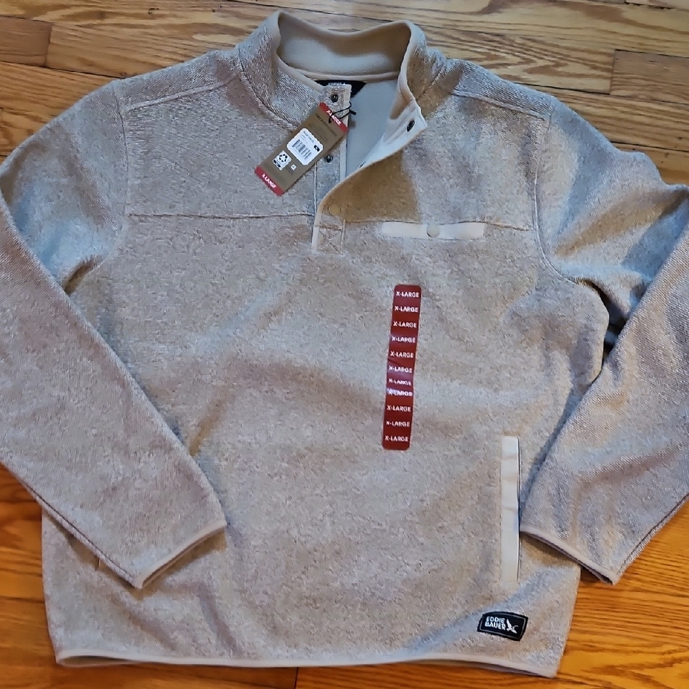 Eddie Bauer Men's Tan Zip-Up Sweater